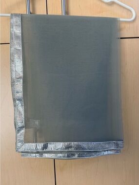 Gray Net Sheer Scarf with Silver-Trim